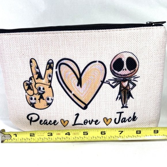 WZMPA Cosmetic Bag Peace Love Jack Halloween Makeup Pencil Case - Picture 11 of 11